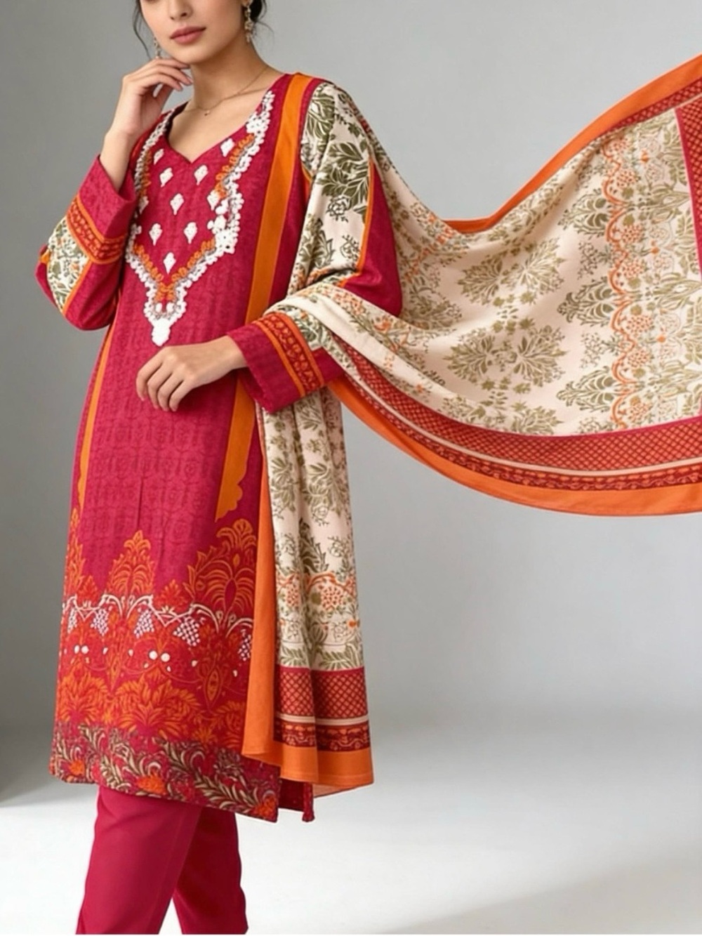 NEW Embroidered Linen Salwar Kameez